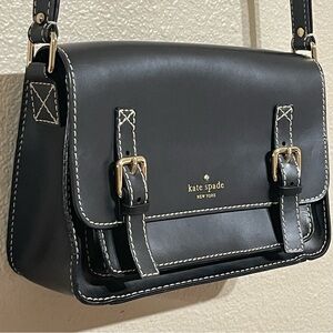 Kate Spade New York Black Leather Essex "SMALL SCOUT" Cross Body Handbag~Vintage